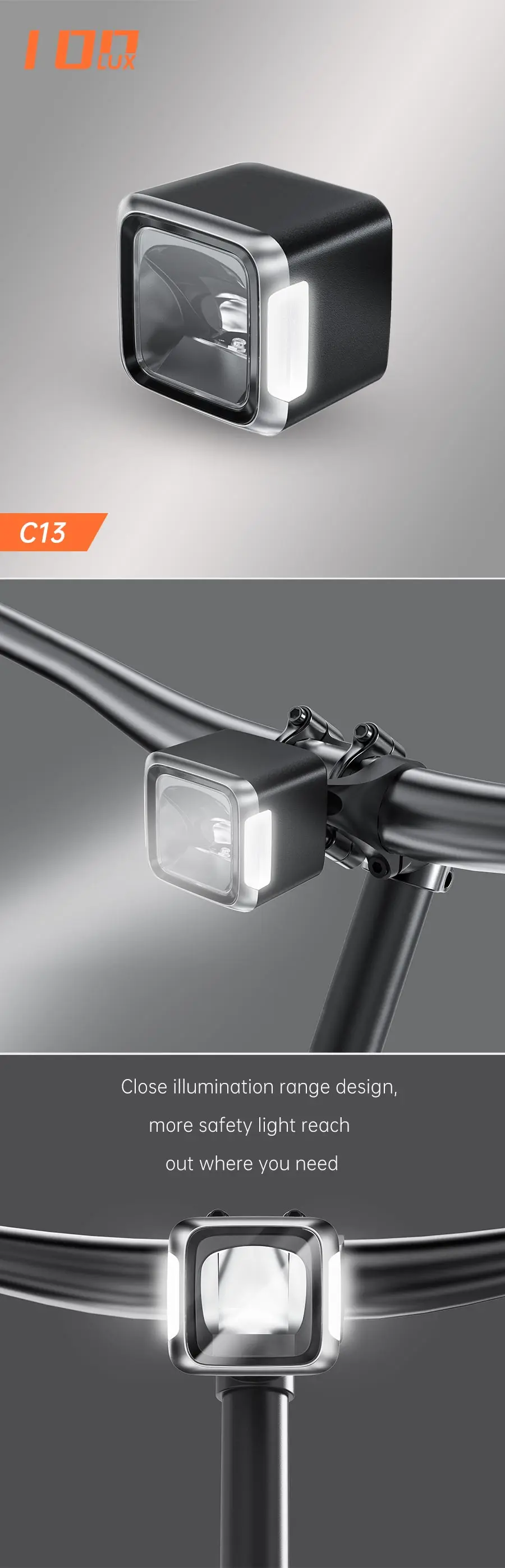 Satelite Electric Bicycle Light 100lux Led Ebike Front Light Electric Lights For Night Riding