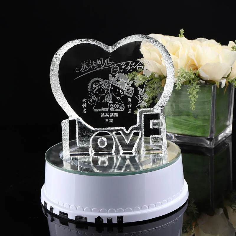 Wholesale Iceberg with Led base Souvenir Gifts 3d Laser Crystal Love Frames Crystal Iceberg