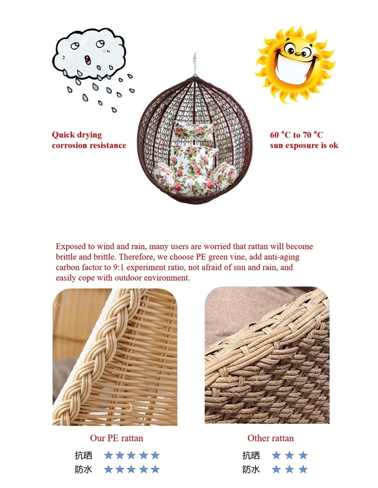 Cheap Swing Bubble Hanging Egg Chair Balcony Rattan Double Outdoor