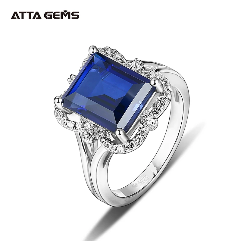 F&F jewel Fashion Heart Cut Blue Sapphire Jewelry Silver Color Ring For Women Party Wedding Rings 