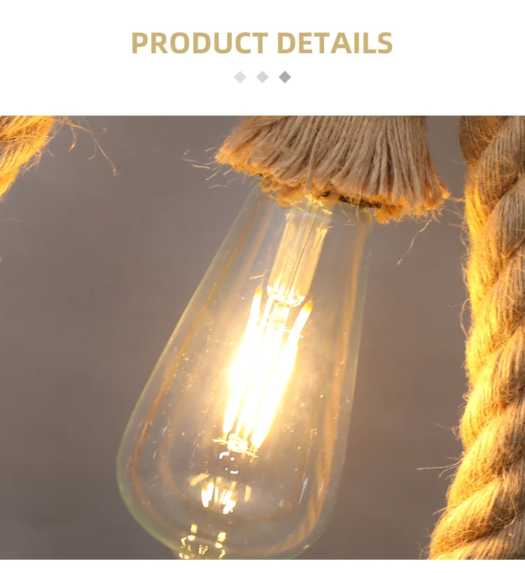 Hemp Rope Pendant Lamp Personality Single Head Bar Cafe Restaurant Clothing Shop Window Retro Industrial Wind Lamp