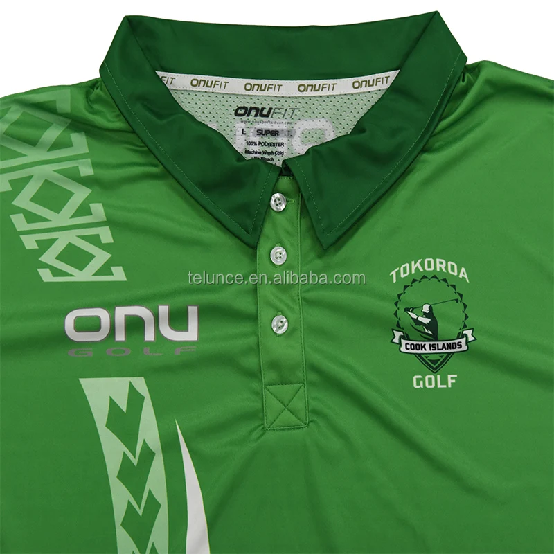 Pure Sublimation High Quality Mesh Man T-shirts Green Polynesian Wholesale Tattoo Buttons Polyester Men's Polo Shirts  Custom