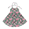 Pink Rose Geometric Halter Twirl Dress