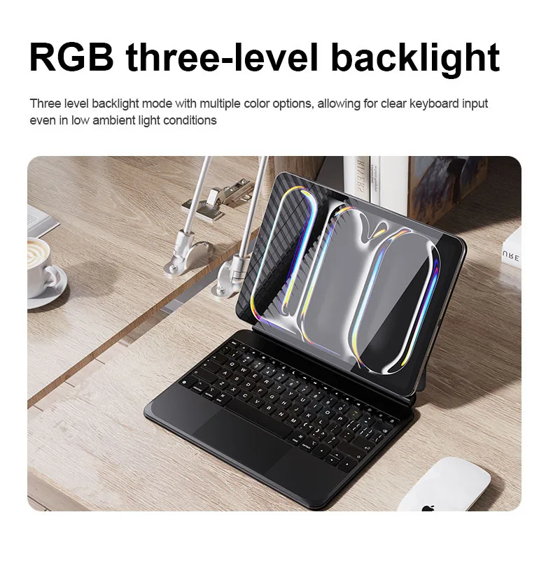 product laudtec oem magnetic backlit touch wireless tablet keyboard protective cover pen slot control magic keyboard for ipad pro 11-7
