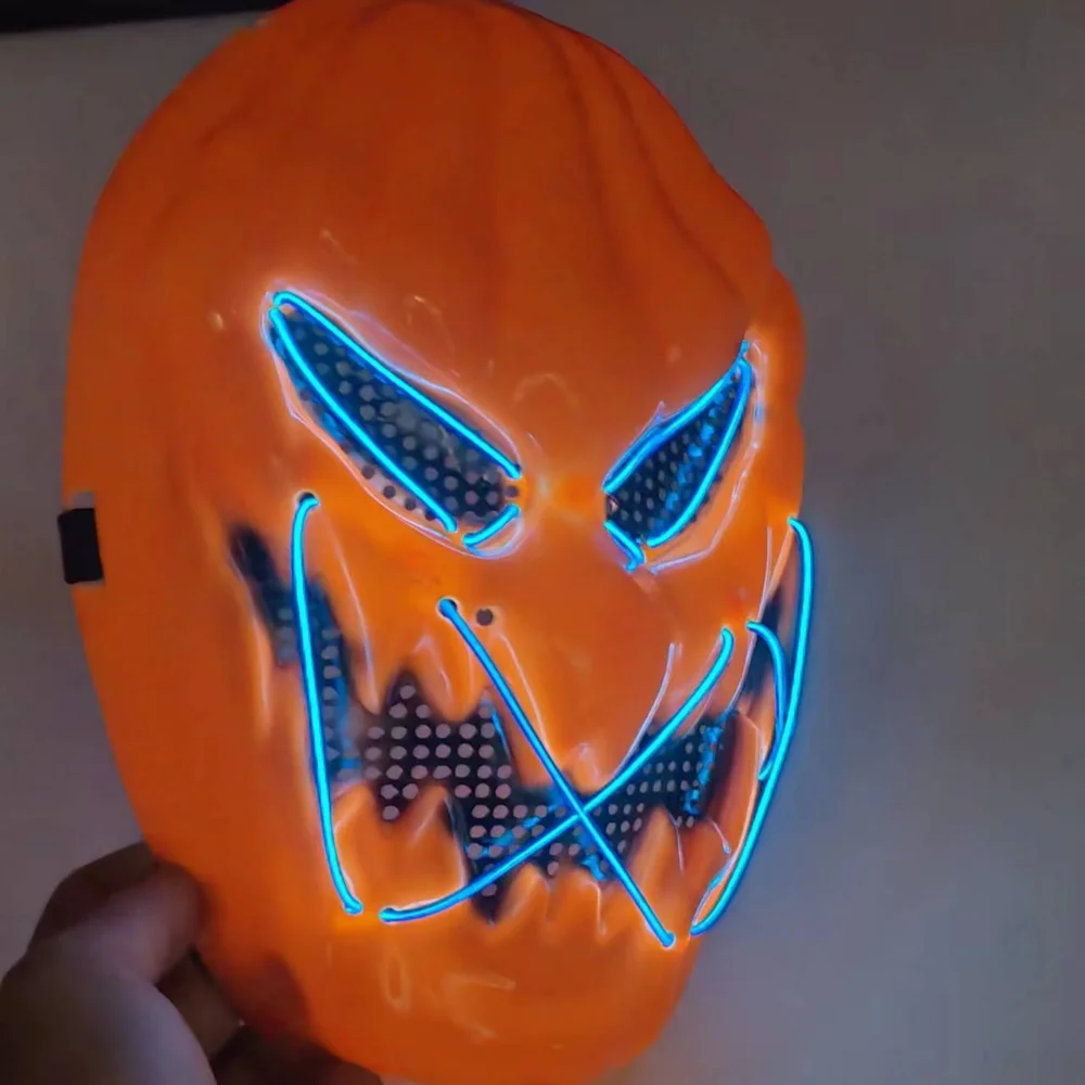 New Hot Sale Pumpkin Face Glow Mask Scary Halloween Led Mask Party