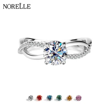 Four Claws Cross Skeleton Fine Jewelry S925 Sterling Silver Moissanite Engagement Ring One Carat Female Ring Wedding Jewelry