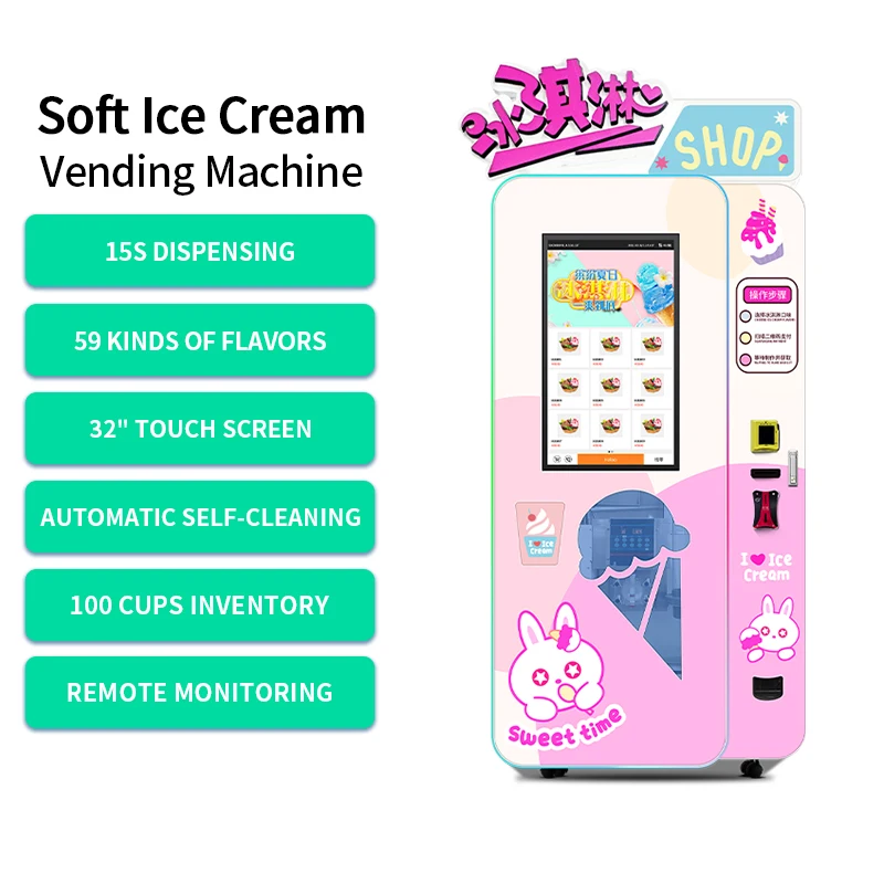 Unmanned 24 Hours Self Service Coin Operated Ice Cream Vending Machine