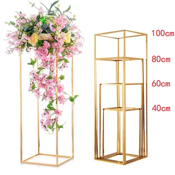 Hot Sell Center Pieces Wedding Table Geometric Metal Gold Flower Stand Wedding Centerpieces Table Decor