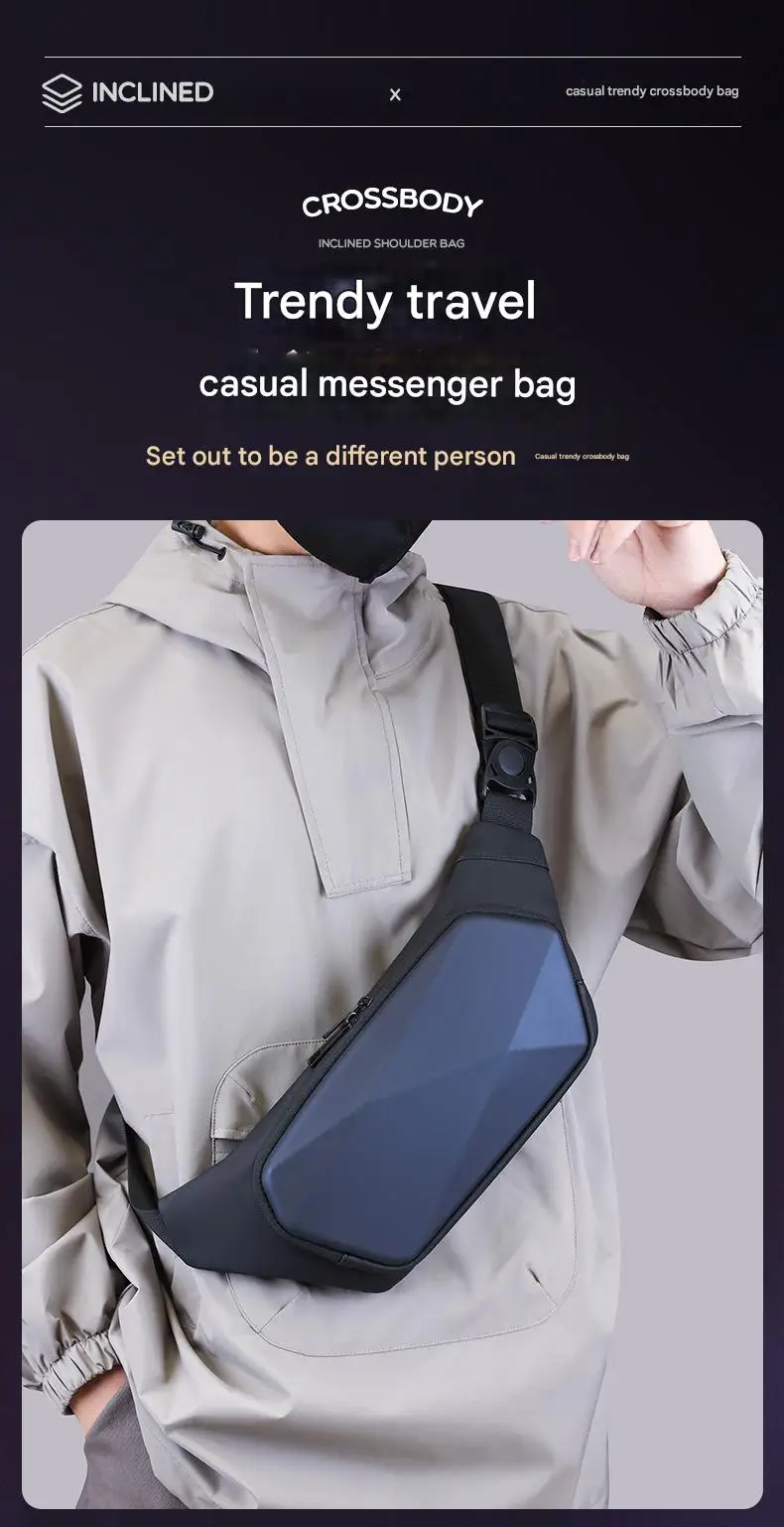 Men's New EV Shaped Waist Bag Fashionable Leisure Shoulder & Small Backpack Trendy Motorcycle Luggage & Saddlebags
