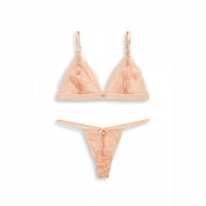 Top Hot Sexy Underwear with Chic Wireless Triangle Bralette Design Exquisite Sheer Floral Lace Women Lingerie for Sexy Panties