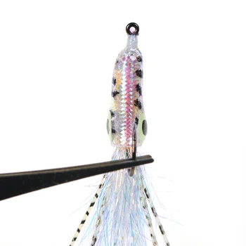 3D Luminous Eyes Small Squid Fly Artificial Rubber Legs Flash Tinsel Streamer Flies Trout Bass Saltwater Fishing Lures Baits – Soft Lure – view 5