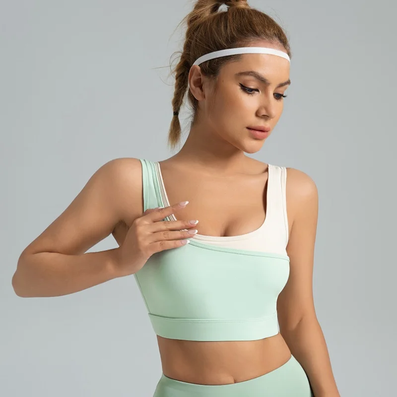 Wholesale 2024 Fixed cup color Yoga bra integrated high elastic high strength shock-proof U-shaped sports bra for women Fitness supplier