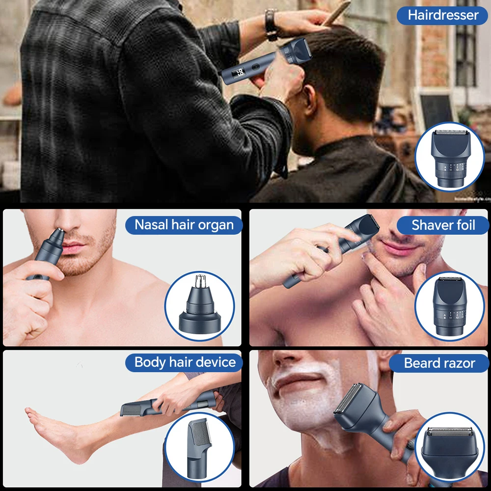 Digital Display USB Rechargeable Adjustable Comb 5 in 1 Grooming Kit Electric Hair Clipper factory