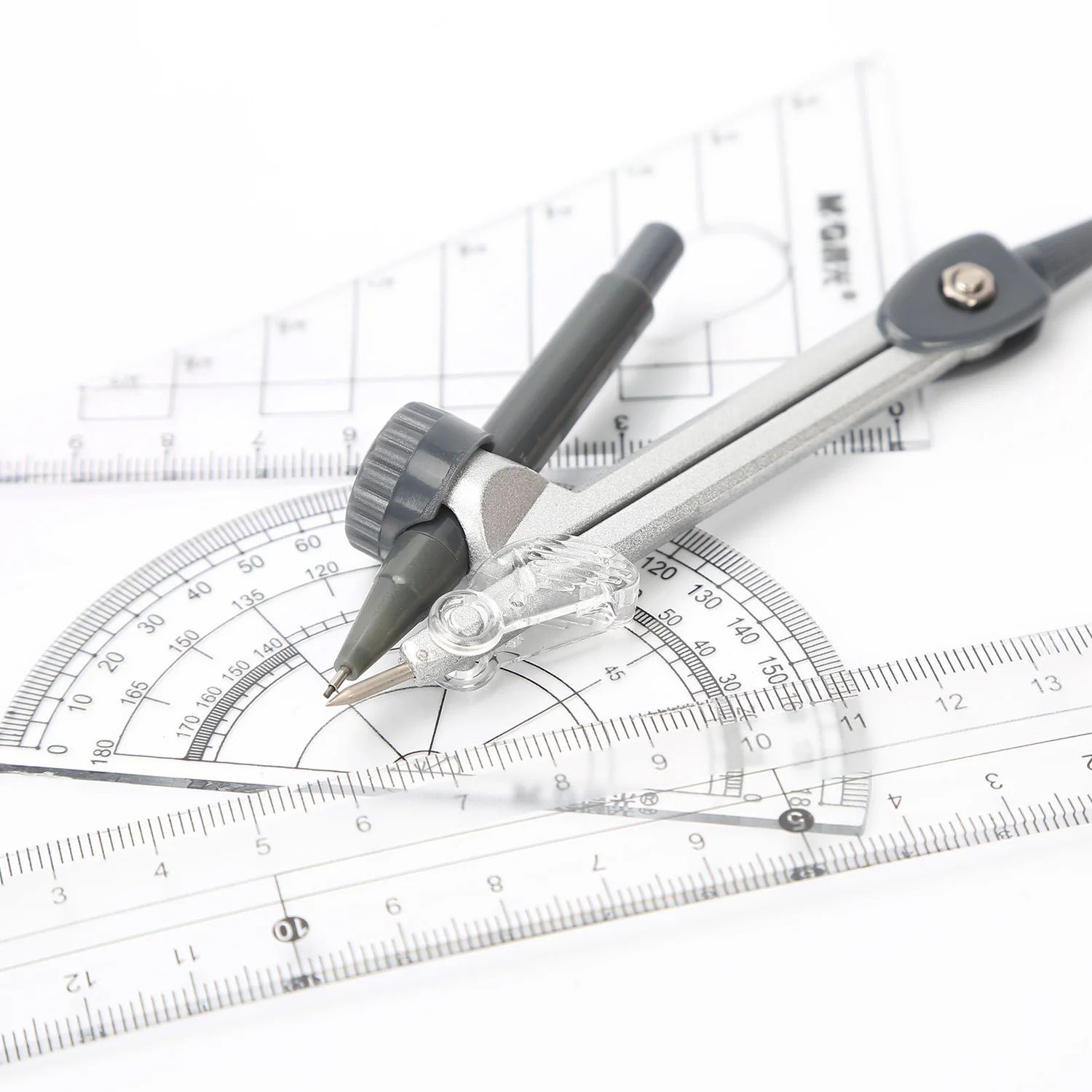 M&G Metal Drawing Compass - Geometry Tool With Extra Leads, 12cm Length