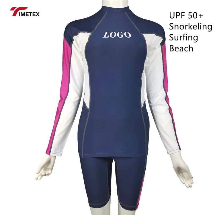 TIMETEX Women Long Sleeve Fashion Design Quick Dry Pullover  Uv Protection Printed Surfing Rash Guard