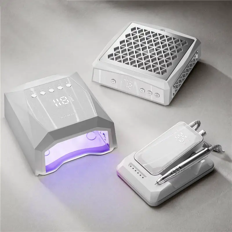 Luxury Manicure Kit Brushless Dust Collector Electric File Fast Drying LED UV Light Nail Lamp Rechargeable Nail Drill for Salon