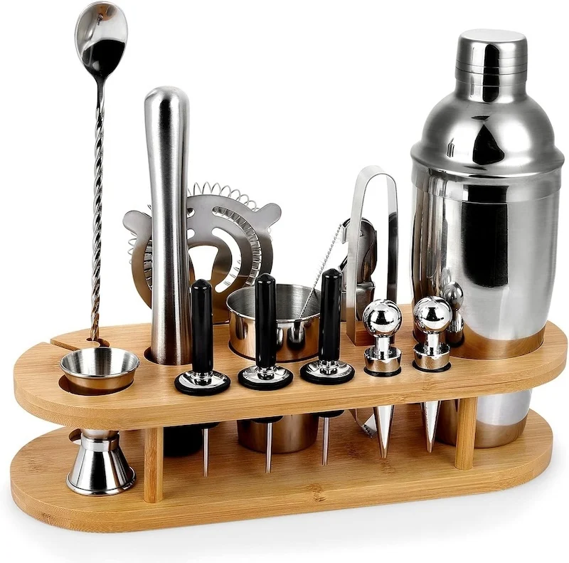 Wholesale Custom Logo Bartender Kit Strainer Stainless Steel 350ml Reusable Cocktail Accessories Shaker Set with 15/30ml Jigger