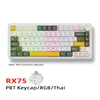 สวิตช์เกมมิ่ง RGB แบบมีสาย สีขาว-เขียว-เหลือง 80 คีย์ พร้อมสวิตช์สีเงิน