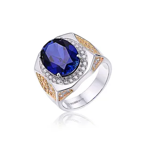Keiyue Factory Hot Sale High Quality Sapphire Jewelry 925 Sterling Silver Rings for Man