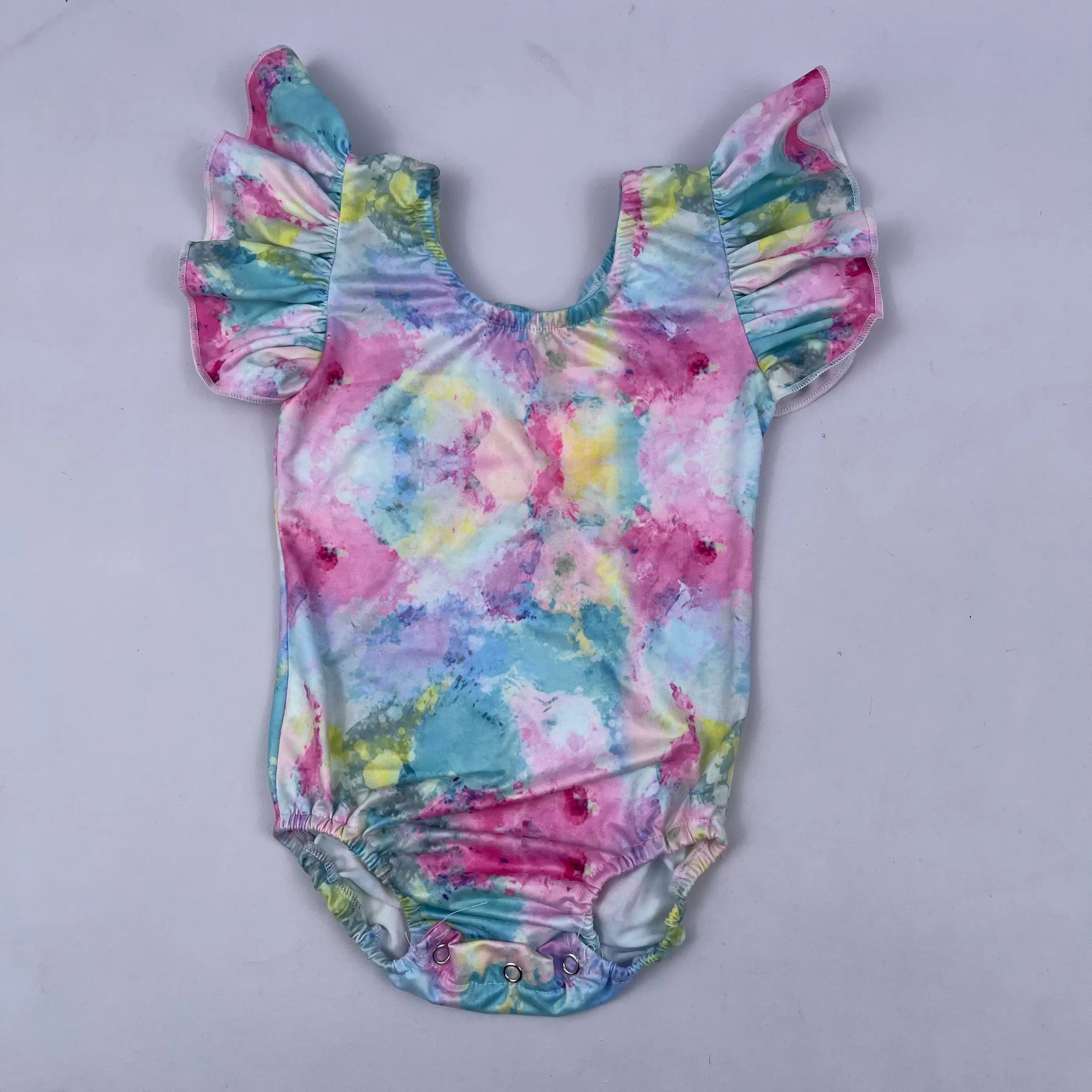 Qingli Baby Girls Dance Skirt Ruffle Flutter Leotard Smile Face Checked Printed Gymnastics Girls