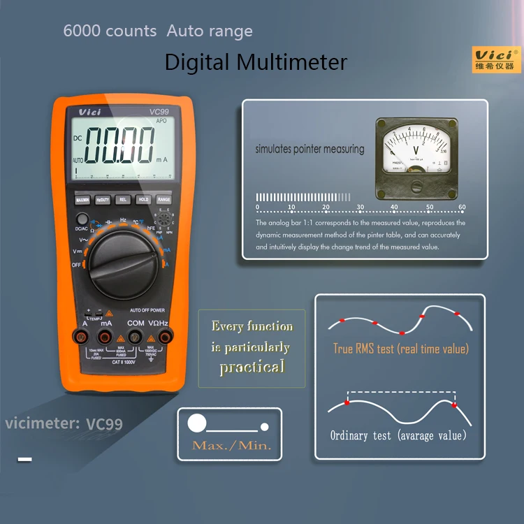 VICIMETER VC99 Multifunction Large LCD Display Digital Multimeter Auto Power Off