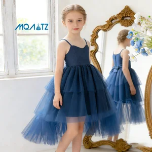 MQATZ Korean Style Satin Floral Dress for Kids O-Neck Formal Evening Wedding Dress Summer Party Dress for Christmas AT6121