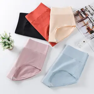 Hot Selling Solid Color Cotton High Waist Women's Panties Lolita Style Comfort Large Seamless Women's Underwear