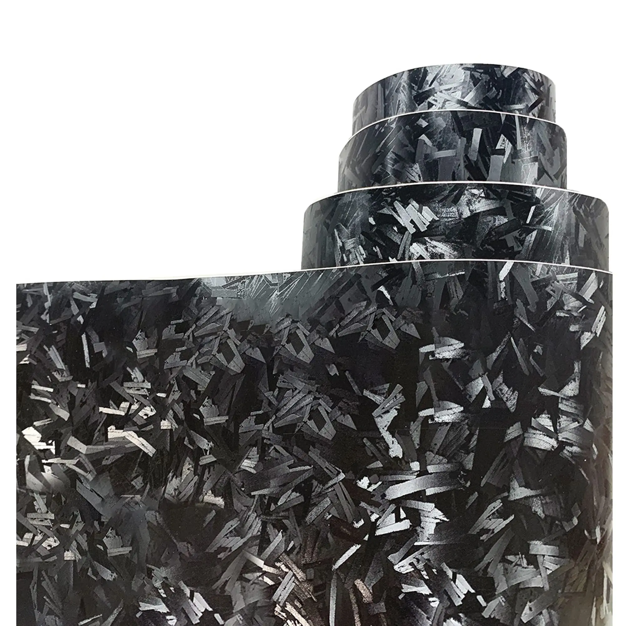 Black Forged Carbon Fiber Vinyl High Gloss Car Wrap Vinyl Roll,Auto DIY Decal Film Sheet with Air Release Technology Self-Adhes