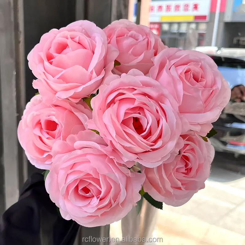 Wholesale 7 Heads Artificial Flower Rose bunch Large Size Silk Rose ...