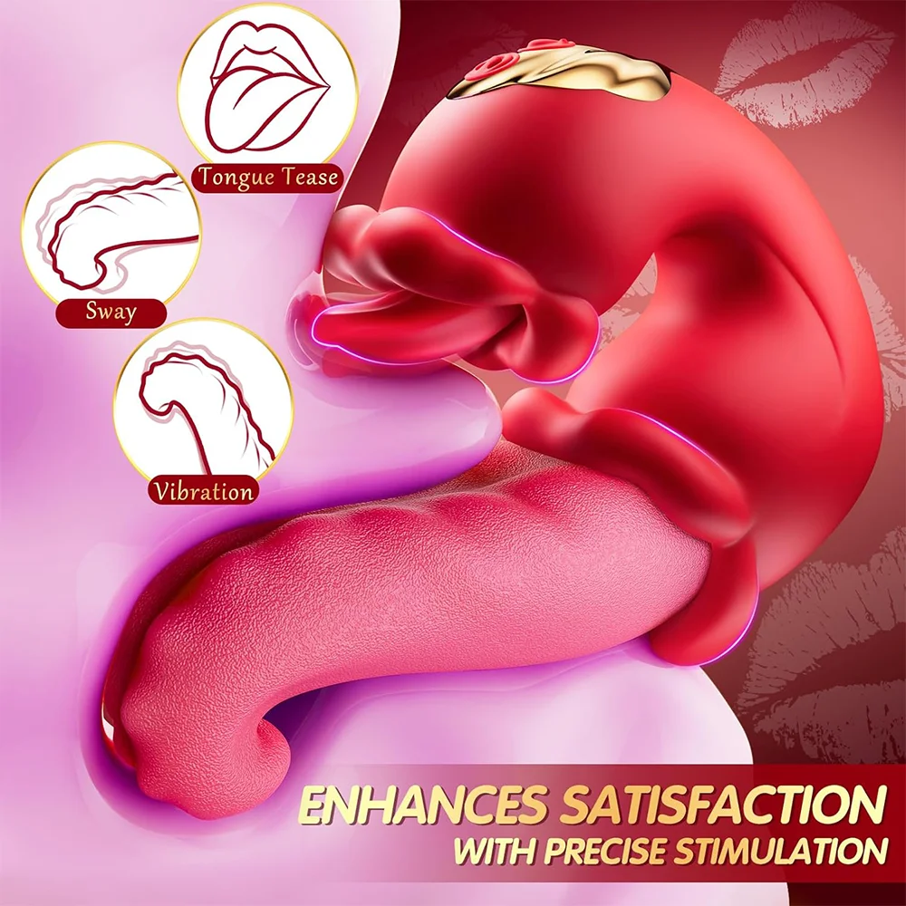 4 in 1 Tongue Thrusting Vibrators Dildo Rose Sex Toys Pleasure Tools Vibrator Adult Sex Toys for Female Couples Games
