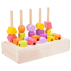 Wooden Geometric Shape Sorting Toy for Kids Color Recognition Early Learning Montessori Educational Stacking Blocks