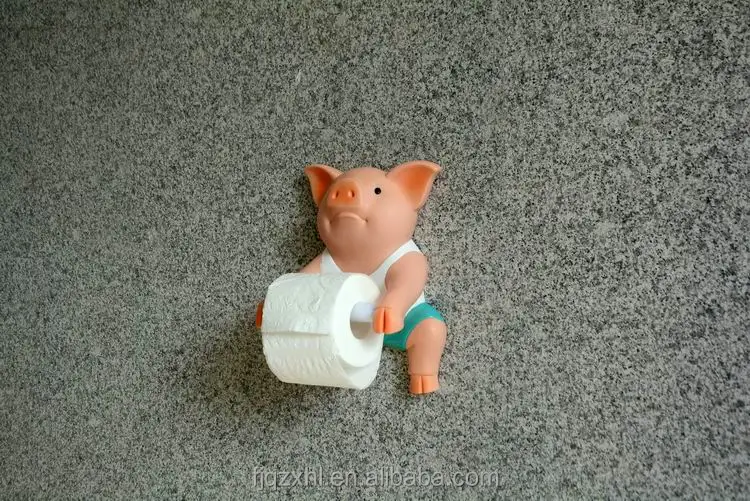 PVC Pig Style Novelty Toilet Paper Holder With Punch Free Hand