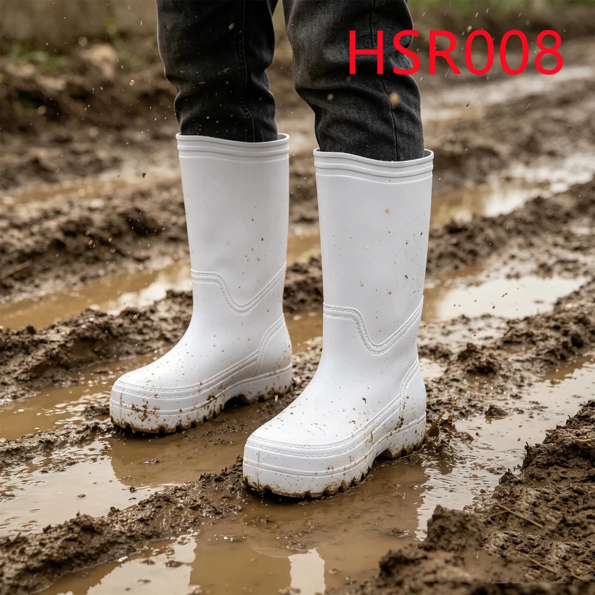 HY,Medical Laboratory EVA Integral Molding White Rubber Boots Wool Lining Available Water Proof Hua Singh Rain Boots HSR008