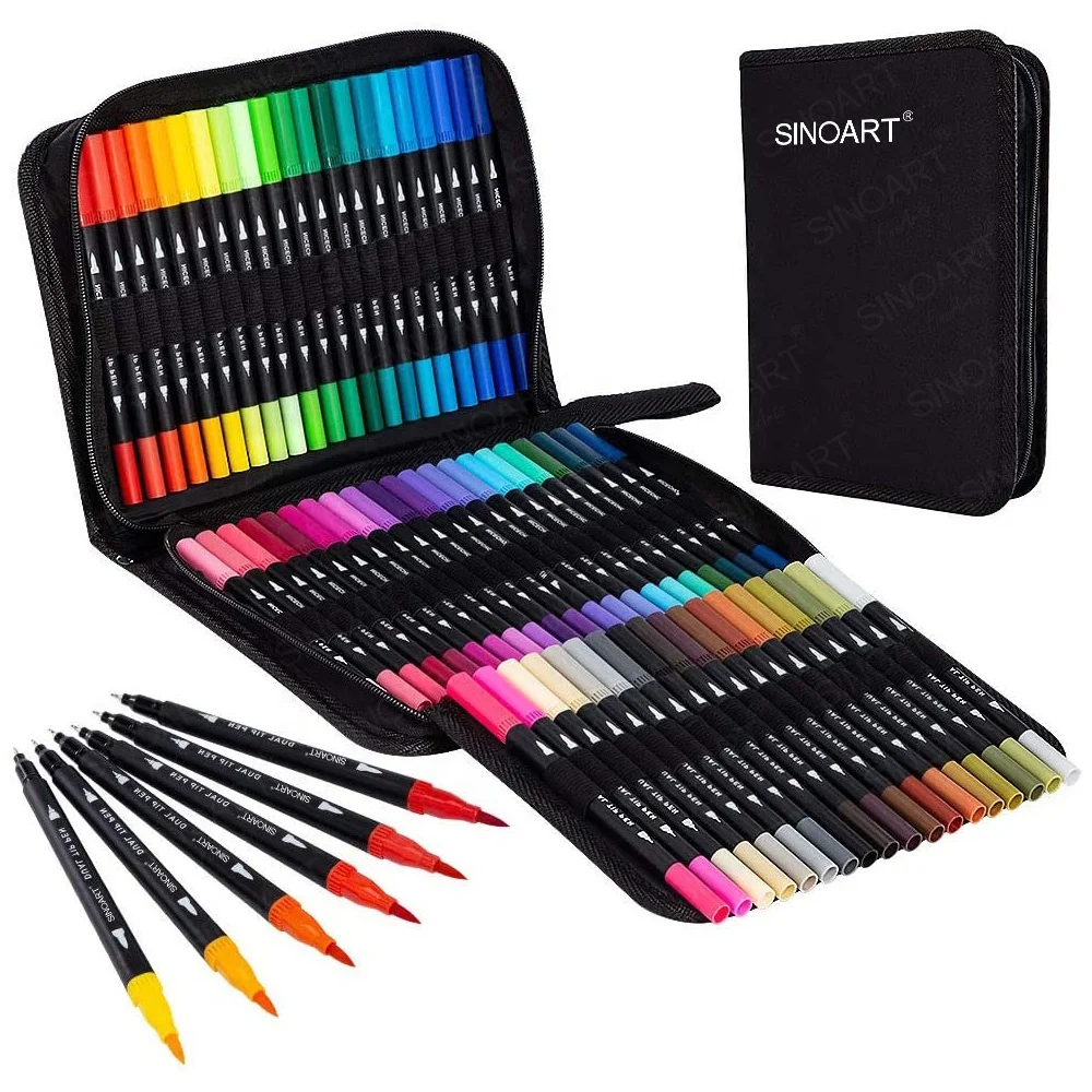 Dual-tip Watercolor Marker Art Colour Soft Flexible Tip Sketched ...