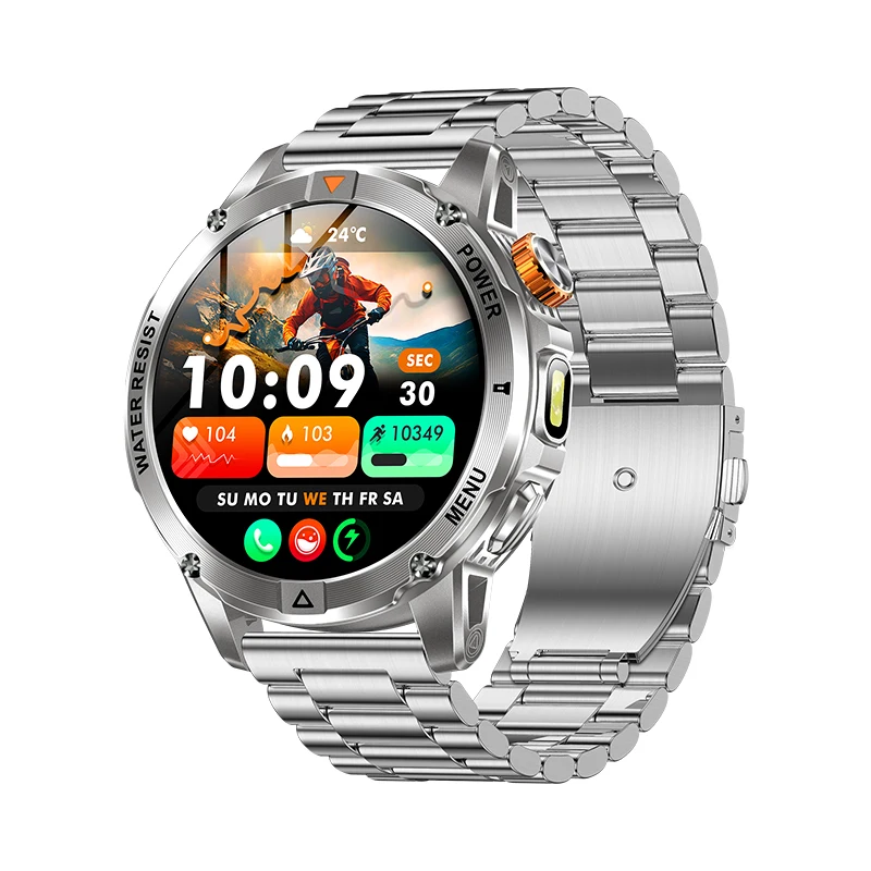 AK93 Smart Watch 1.53'' Large HD Screen Red LED Flashlight SOS Heart Rate Monitor Outdoor Smartwatch for Men 2026 New Arrival