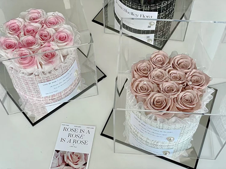 Cheapest Flowers Preserved Fresh Flower Eternal Rose In Acrylic Box