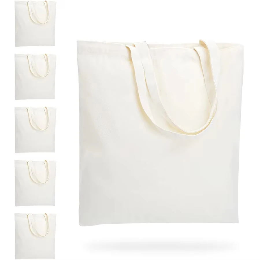 Customizable Calico Plain Cotton Bag Reusable Handled  Storage With Logo Print Available in Various Sizes for Gift Packaging details