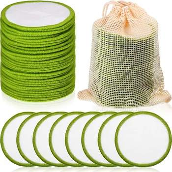 Reusable organic cotton pads cosmetic facial,Round bamboo cotton pad Washable,Reusable makeup remover pads