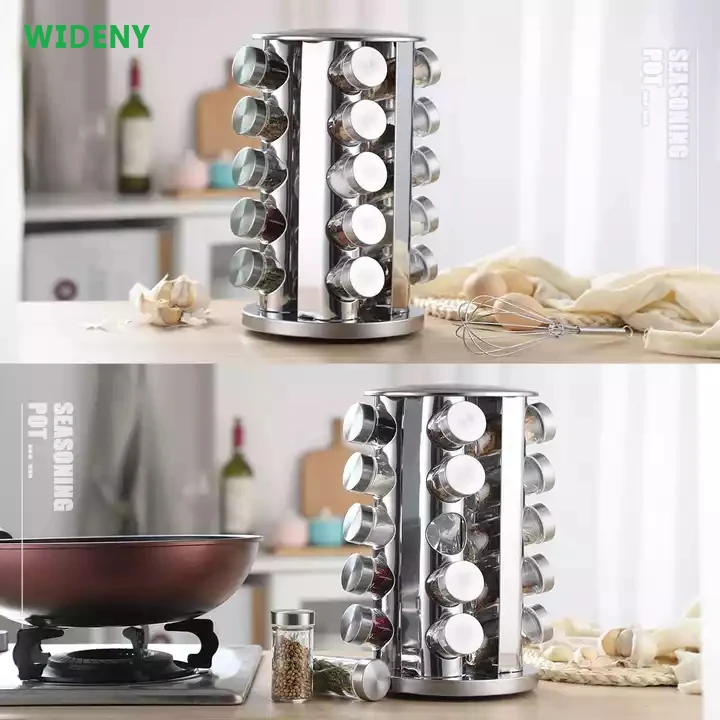 360 Turntable Rotating Spice Jar Rack Set Organizer
