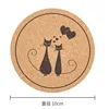 Sous-verre en liège - chat d'amour (diamètre 10, épaisseur 0,5 cm)