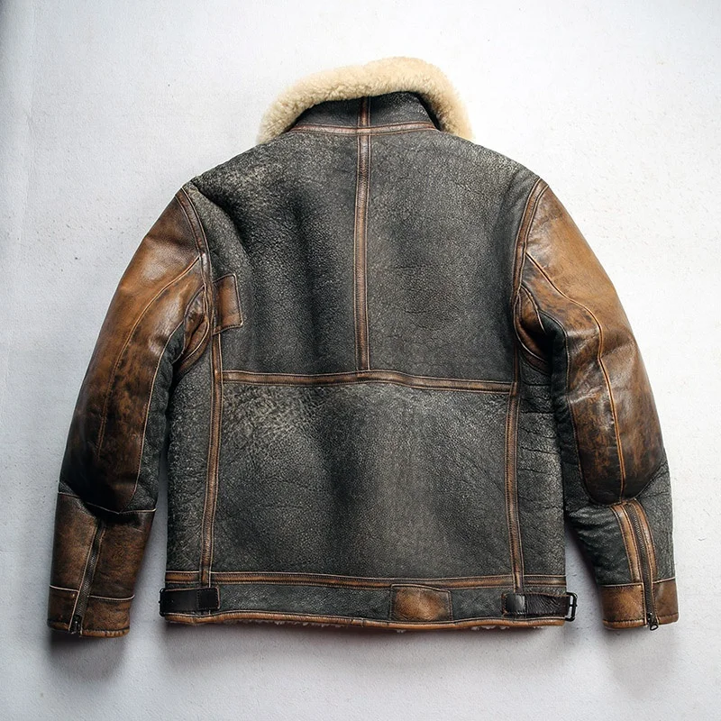 Vintage D3 Bombardier Sheep Skin Jacket - Real Fur Denim Leather Vintage D3 Bombardier Sheep Skin Jacket - Real Fur Denim Leather