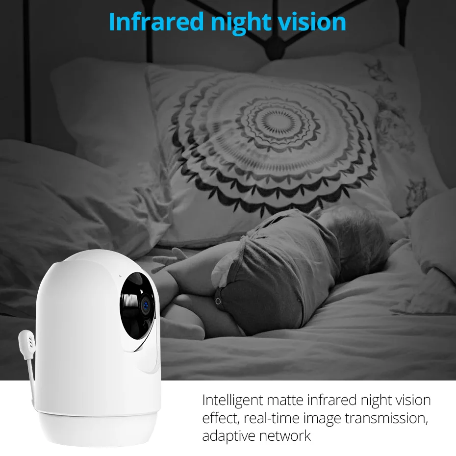 KERUI Wifi Baby Monitor Camera Temperature & Alarm 3MP Baby Monitor Two-way Audio Baby Camera Security Crying Detection PTZ
