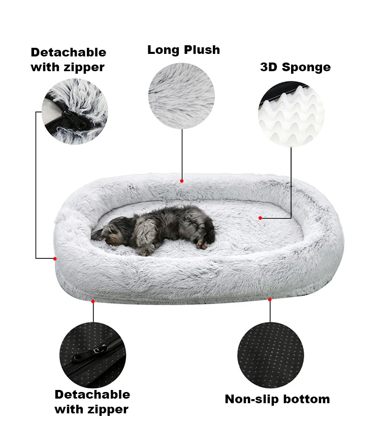 product human dog bed pet beds for humans size fits you and pets washable faux fur for people doze off napping orthopedic pillow-50