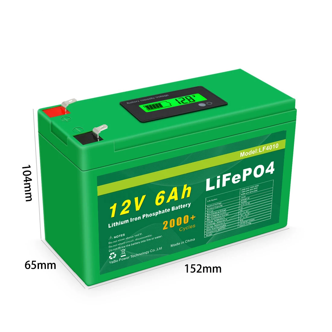 Three Day Production Time Lifepo4 Rechargeable Solar Battery Pack 12V 6Ah