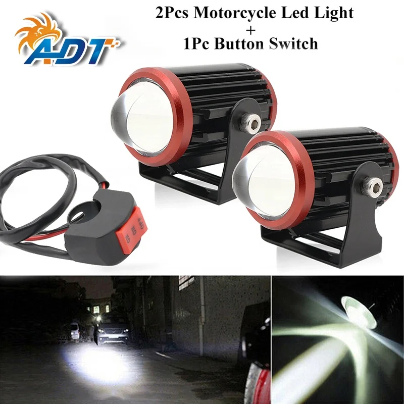 2 Pcs Auto MINI Dual Color Fog Lamp LED Projector Lens LED Fog Light Work Light Car Motorcycle Auxiliary Light High Low Beam