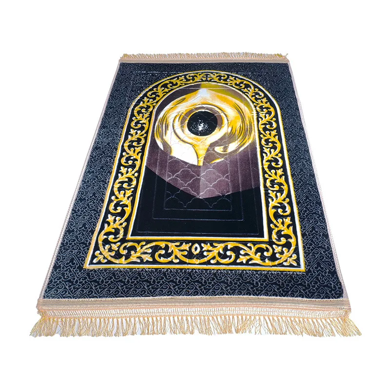Factory Dropship Custom Design Polypropylene Woven Portable Prayer Mat Thick Fluffy Tassel Islam Muslim Turkish Adult Rug Tapis