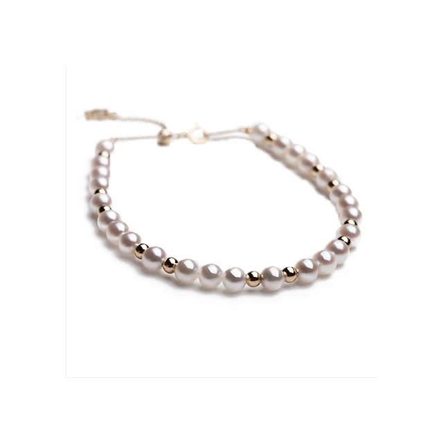 High Quality Fine Jewellery Akoya Pearl Bracelet 18K Real Gold Strand Bracelet Gift Free Shipping