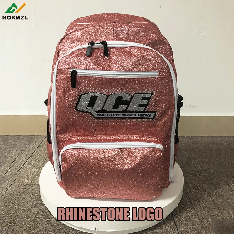 Оптовая продажа дизайнерский серебристый Блестящий рюкзак для чарлидинга с индивидуальным логотипом