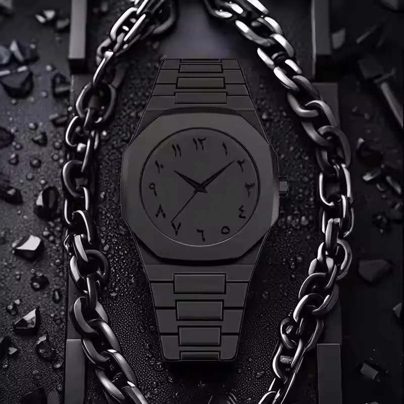 1158 Cs008 Gift Set Four Piece Black Rings Bracelets Necklaces Muslim Quartz Watch Witho aperçu 3