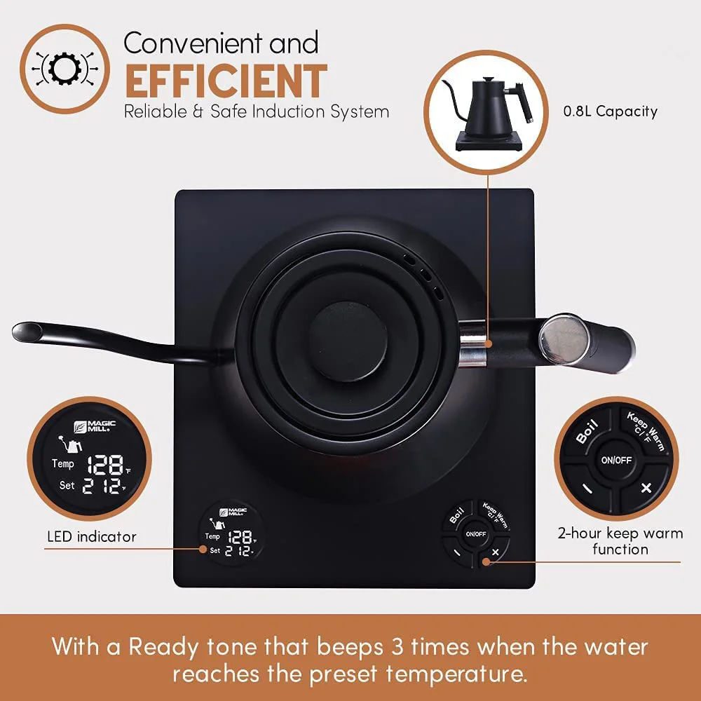 Factory Customized OEM/ODM Electric Pour Over Kettle with Temperature Control Coffee and Tea Brewing Gooseneck Long Spout Kettle